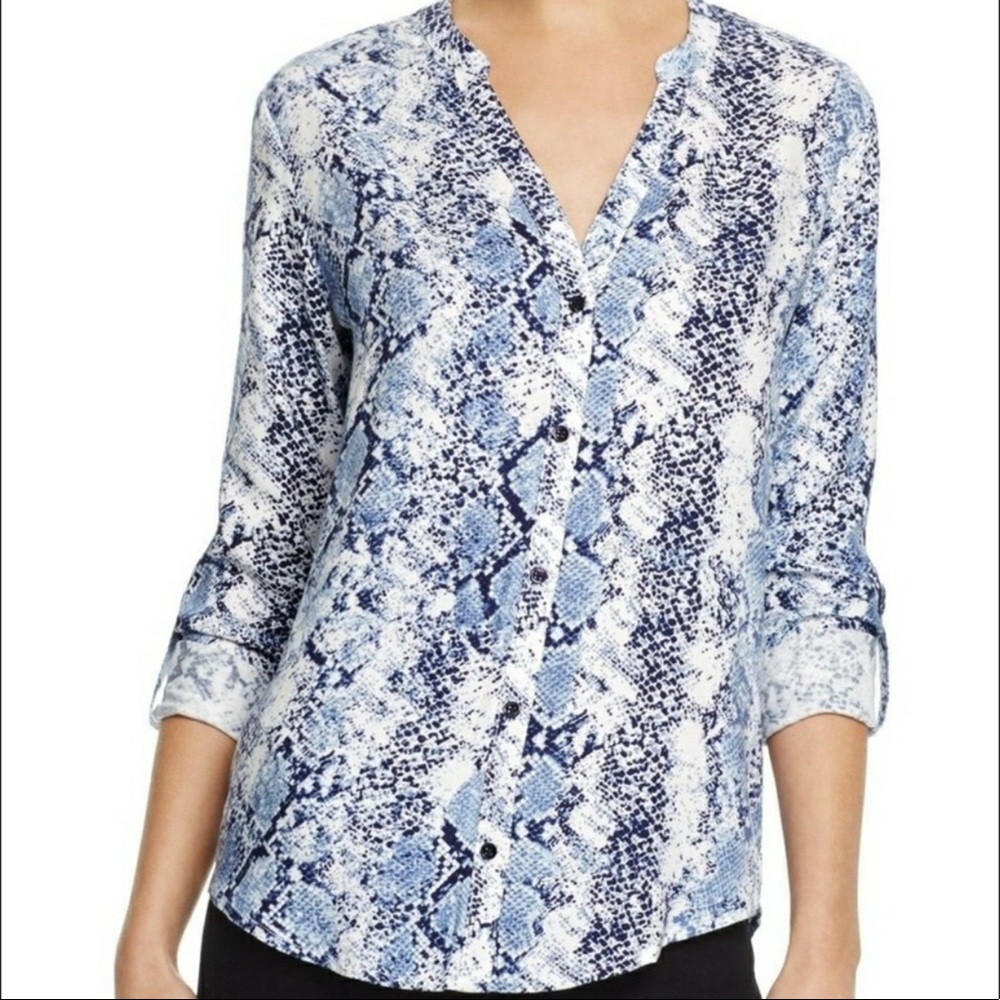 Soft Joie blue snakeskin print blouse